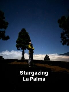 Stargazing near El Paso on La Palma in the Canary Islands. Pictures don’t do it justice, up there suddenly everything is hi-res! I saw Jupiter! The ground around us was black sand, and there were clouds below us. Bit chilly and driving through clouds on a narrow, unlit, windy road was interesting!